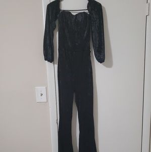Black velvet jumpsuit